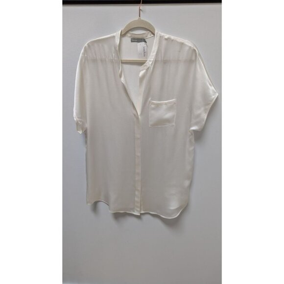 vince. Off White Silk Button-Down Blouse - Picture 1 of 5